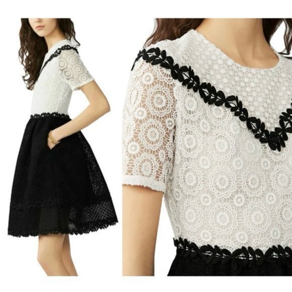 Maje Brand New Two-Tone Renald Lace Skater Dress size 2 | XS/S Fit - Tag on - Picture 3 of 10